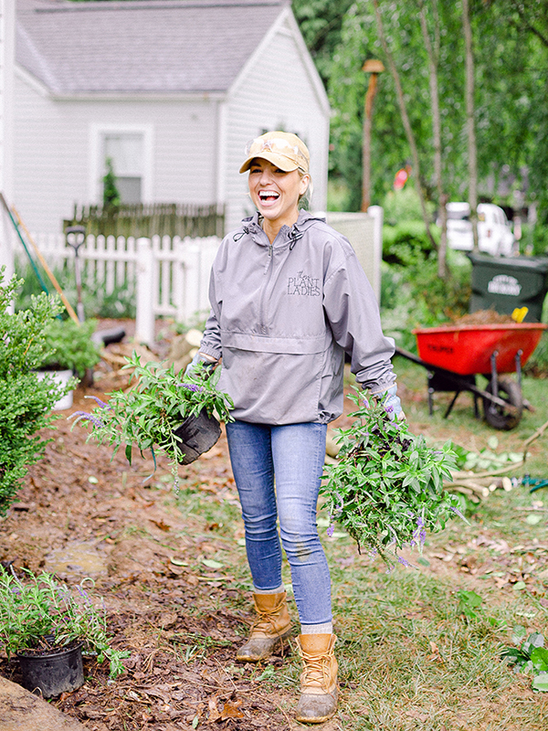 Those Plant Ladies co-owner Fawn Wilson at the Hickory House installation. Landscape design by Fawn Renae Designs.