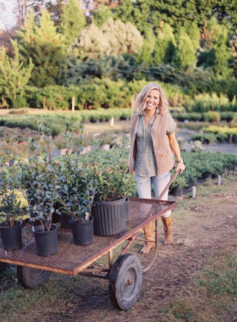 Those Plant Ladies, Fawn Renae Designs, lady pushing cart with plants, lady shopping at nursery, lady buying plants