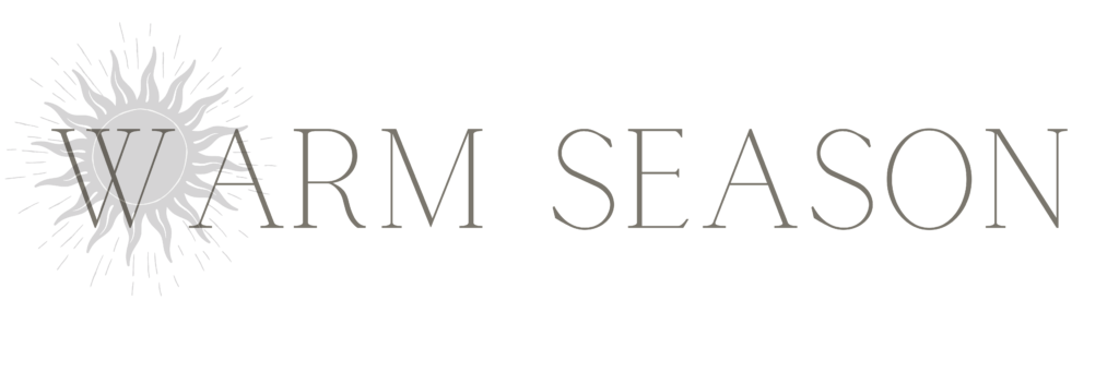 "Warm season" text with sun.