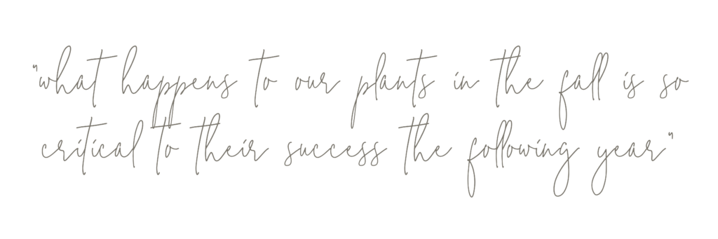 "what happens to our plants in the fall is so critical to their success the following year."
