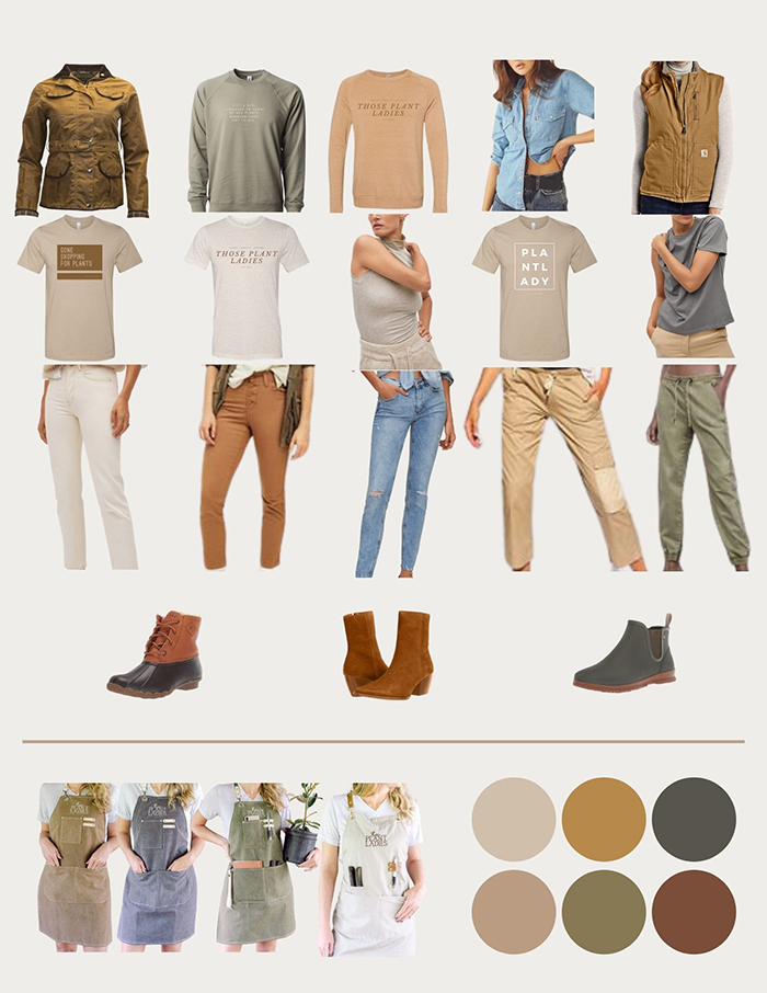 The apparel vibes of the brand story photoshoot for Those Plant Ladies.