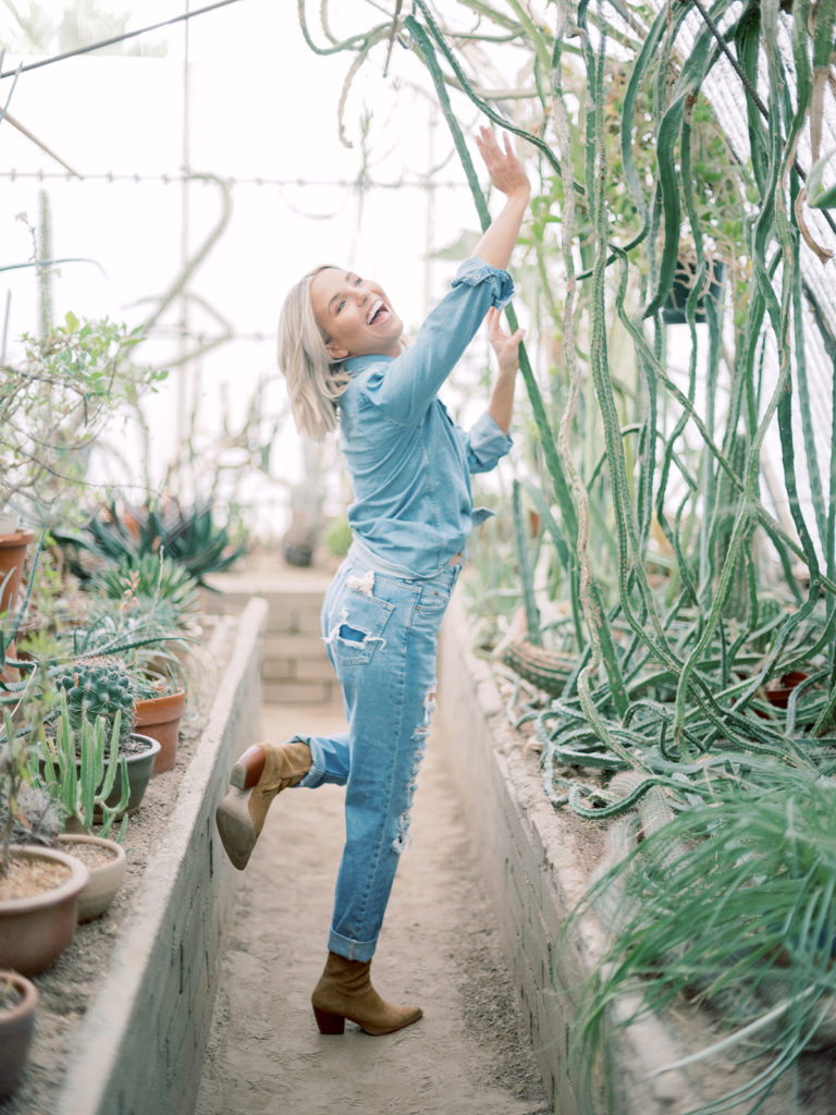 Fawn of Those Plant Ladies playing among the plants in California.