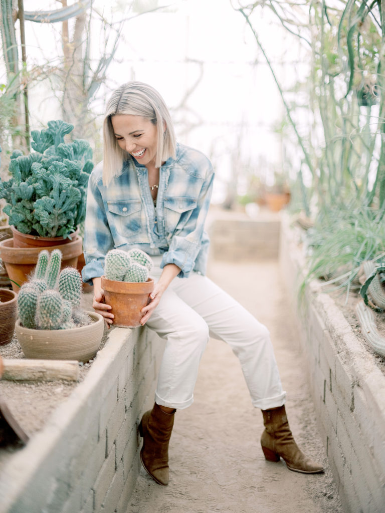 Heather of Those Plant Ladies playing with the plants in California.