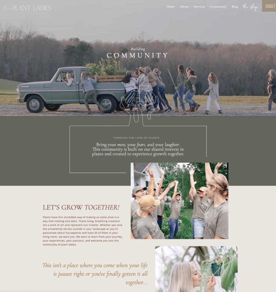 The community page for Those Plant Ladies new website.